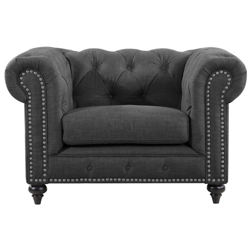 Grey best sale studded armchair